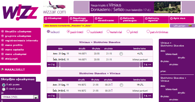 Wizzair bilietas