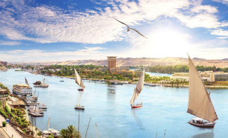 Aswan city and sailboats