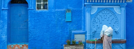 chefchaouen marokas melynas pastatas