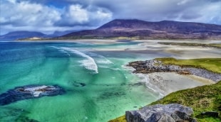 Luskentyre Sands papludimys skotija panorama