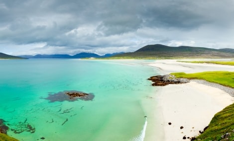 Luskentyre Sands papludimys skotija spalvos