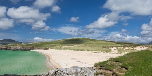 Luskentyre Sands papludimys skotija vaizdas